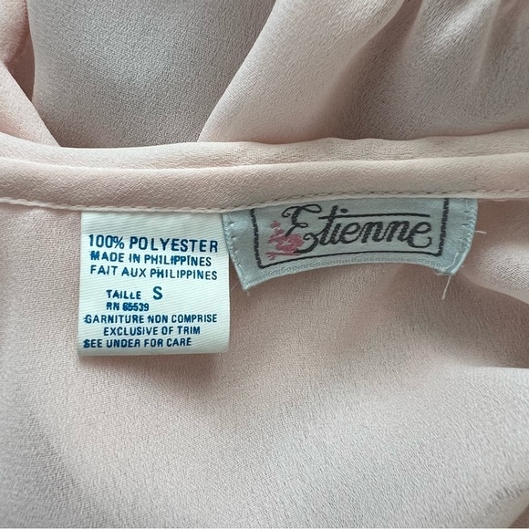 Vintage Etienne NWT Dead stock Pink Floral Embellished Top S - Picture 9 of 9